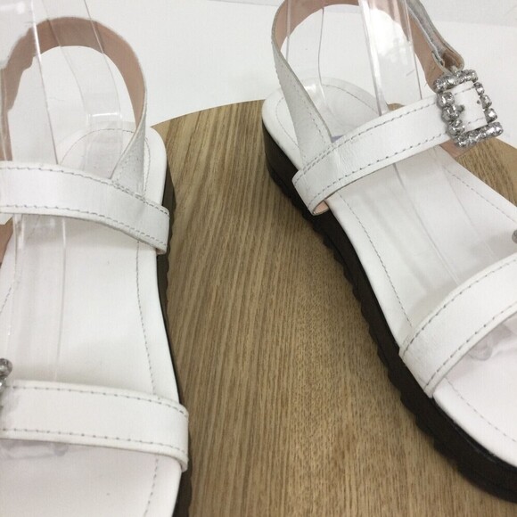 Schutz Womens Ruth Leather Crystal Buckle Platform Strappy Sandals White 8.5B - Picture 6 of 16